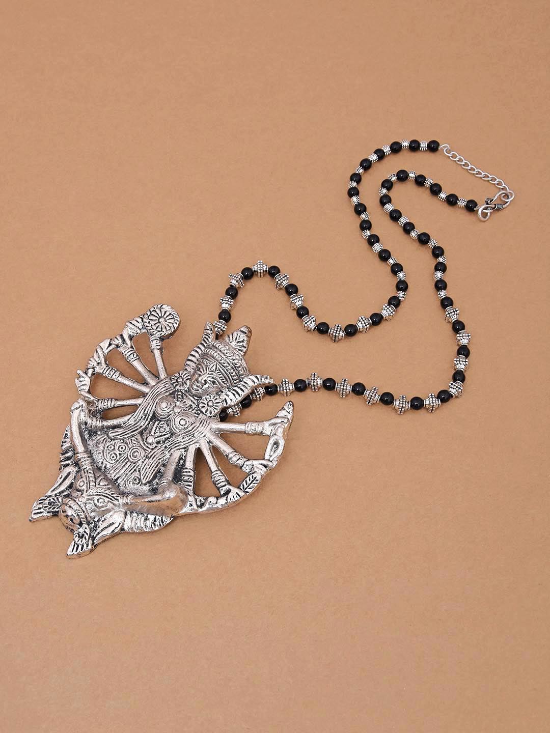 Old Silver Black Beaded Mahagauri Necklace