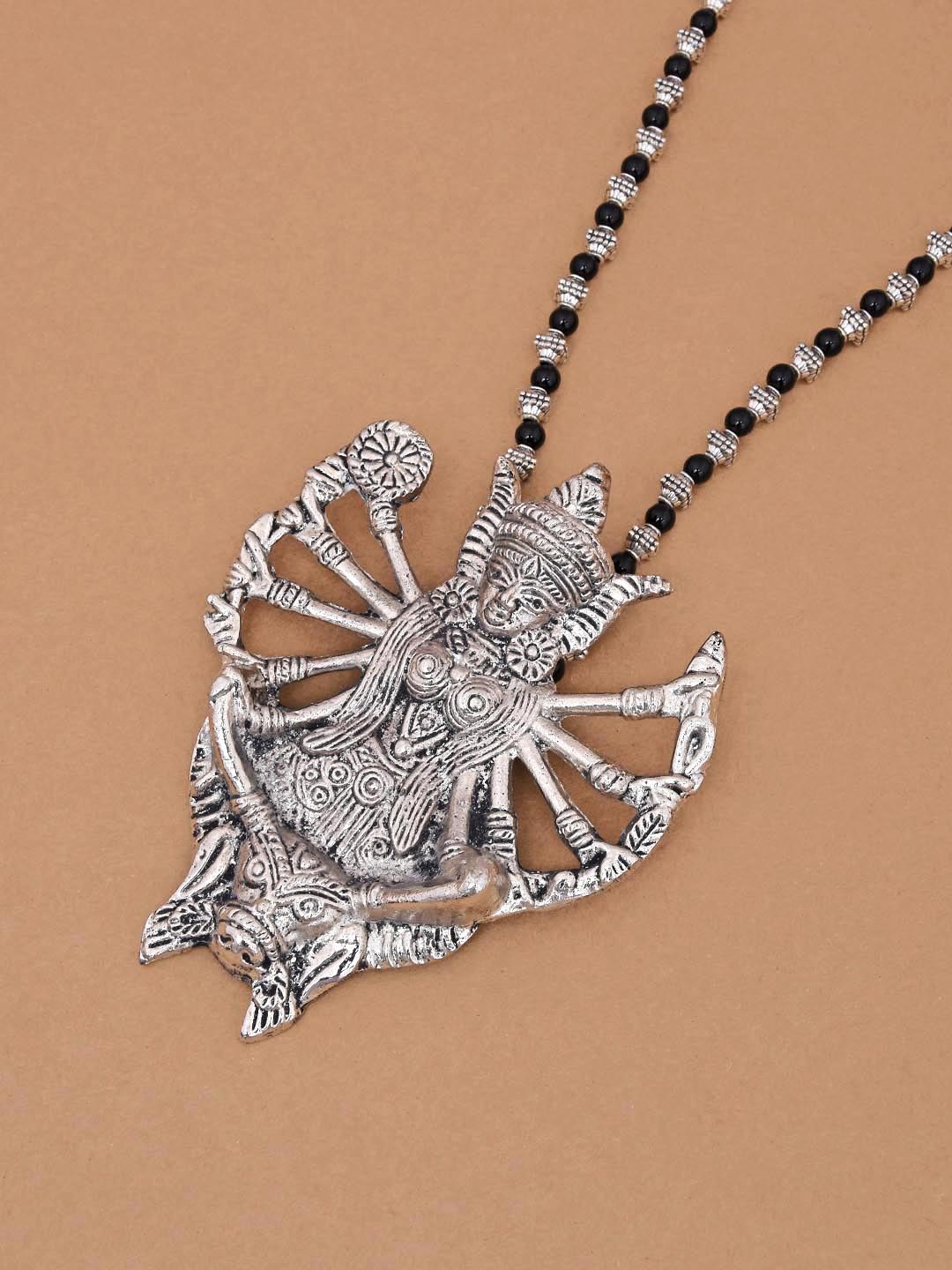 Old Silver Black Beaded Mahagauri Necklace