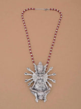 Old Silver Red Beaded Ethnic Mahagauri Necklace