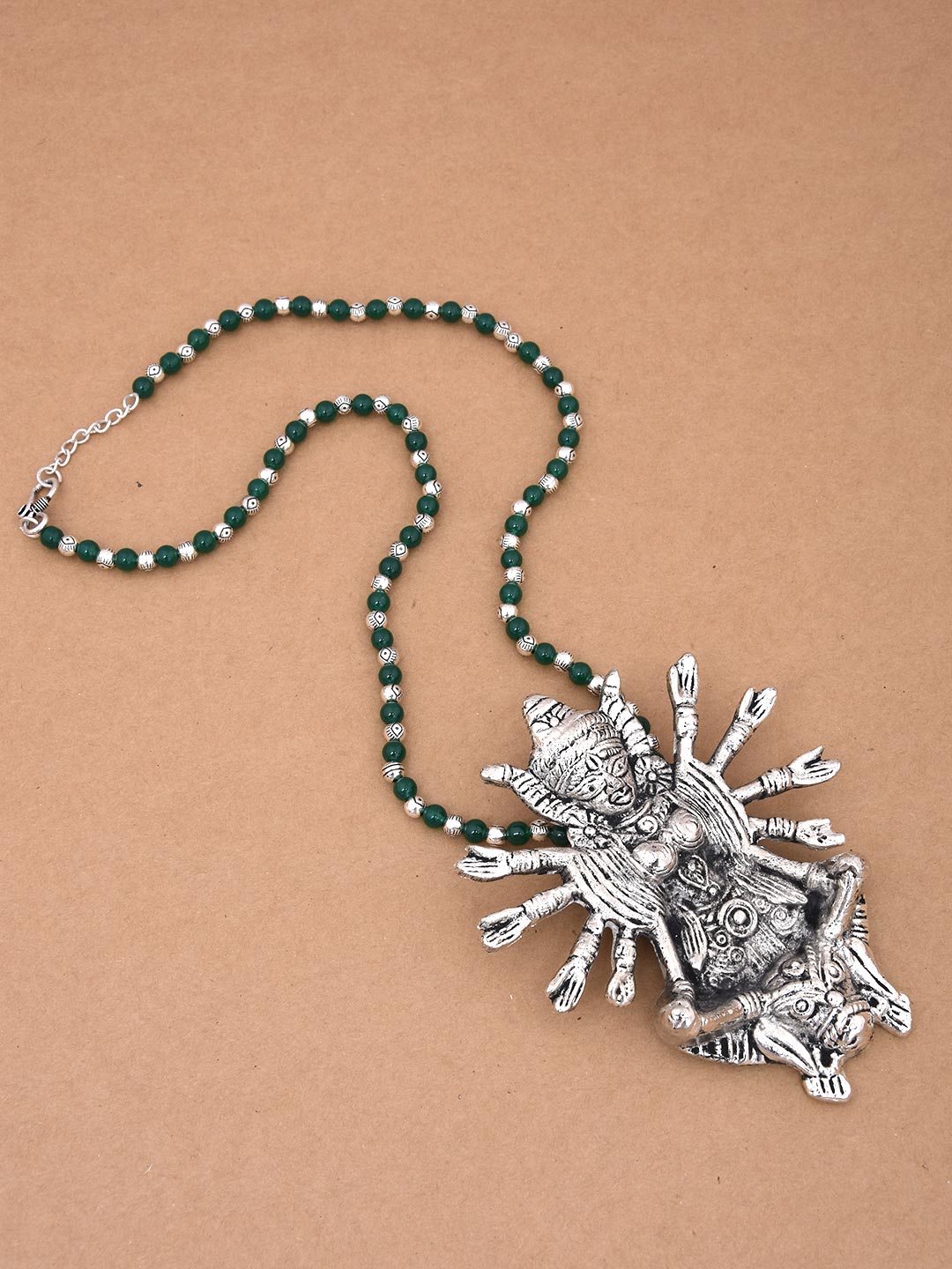 Old Silver Green Beaded Ethnic Mahagauri Necklace