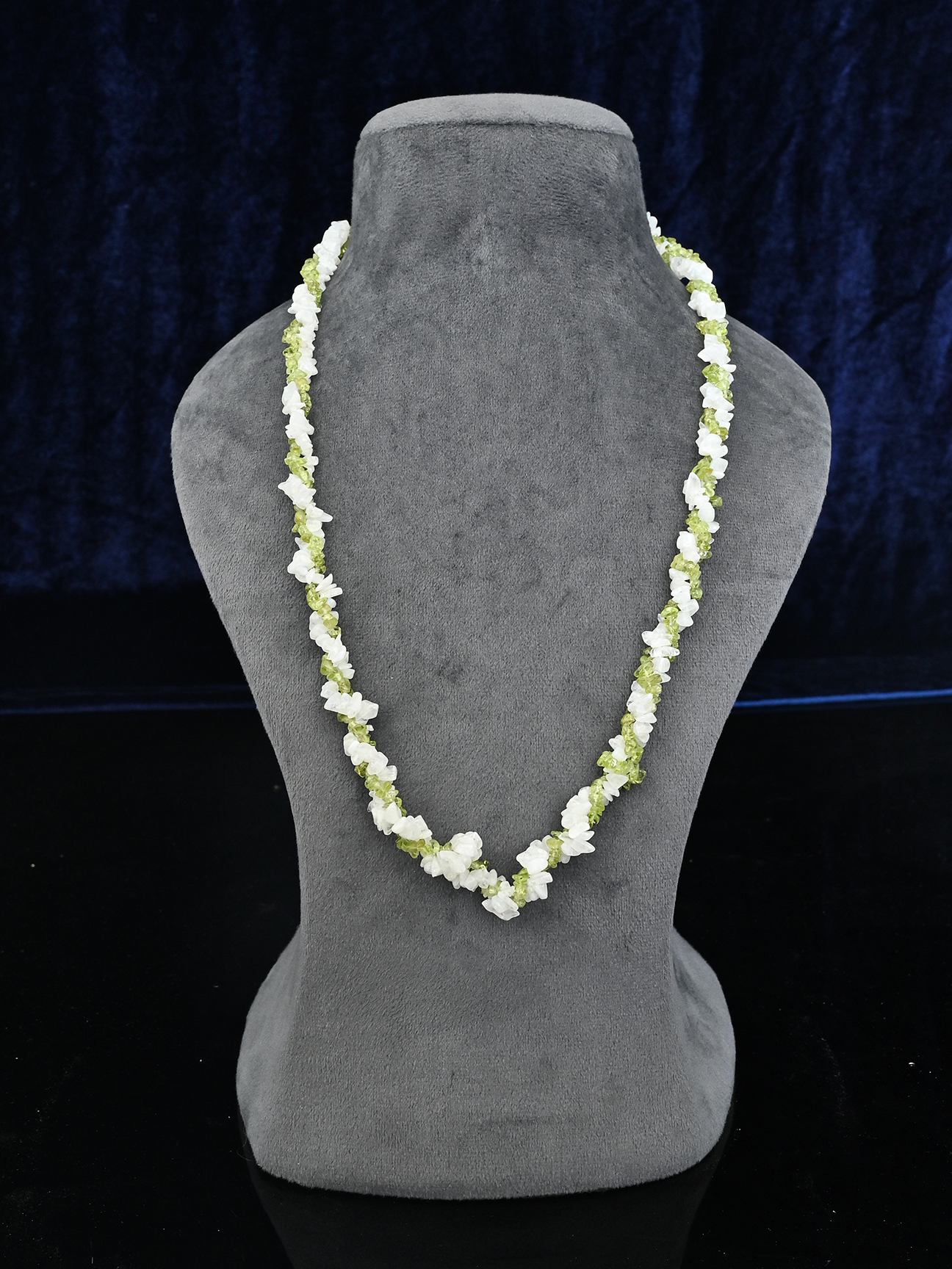 Rainbow Moonstone and Peridot Layered Necklace