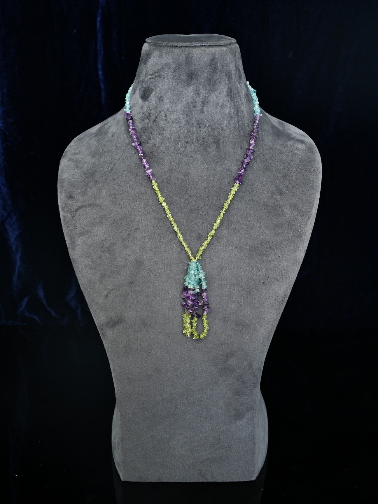 Peridot Apatite and Amethyst Necklace