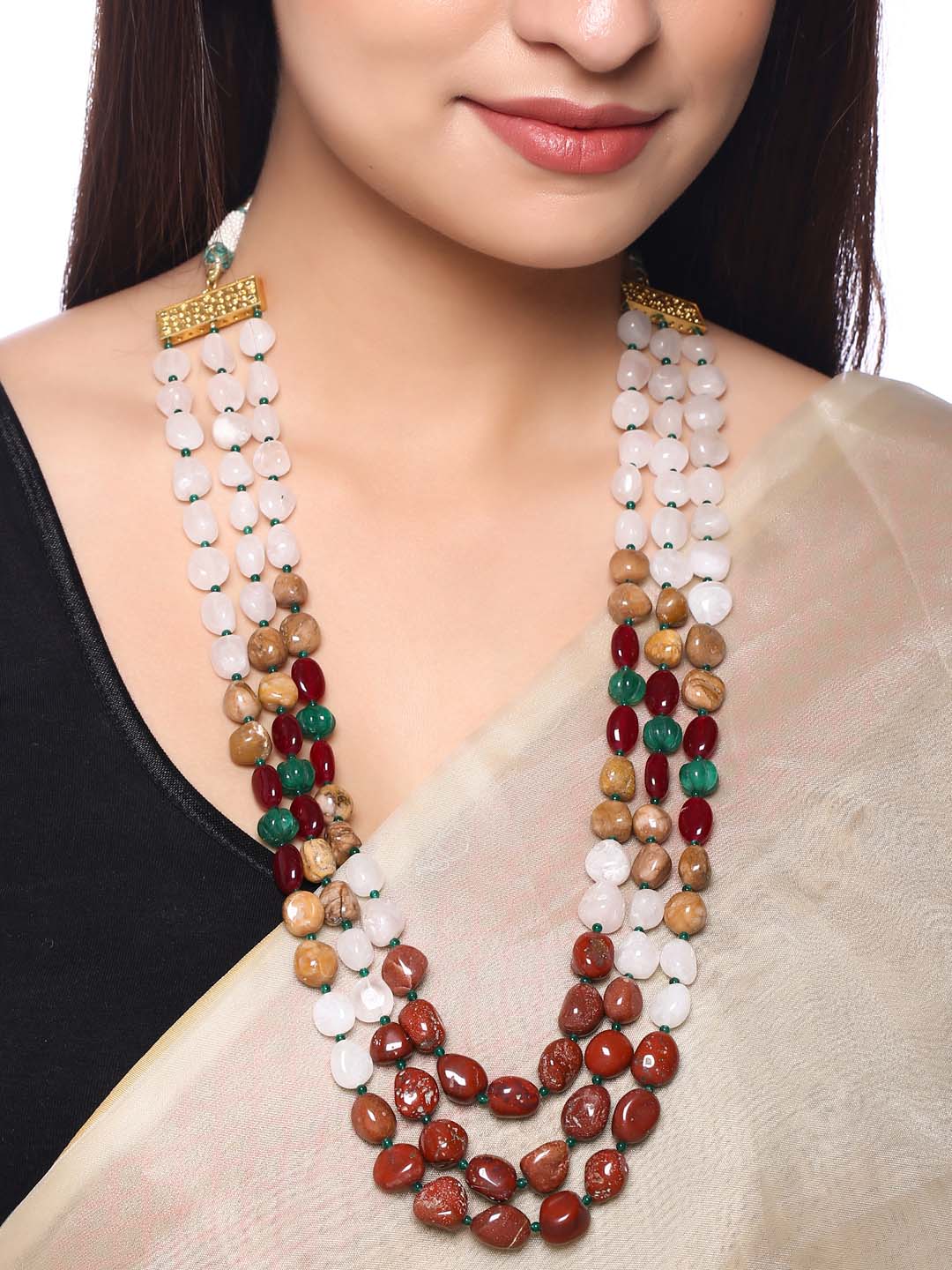 Contemporary Beaded Bead String Necklace