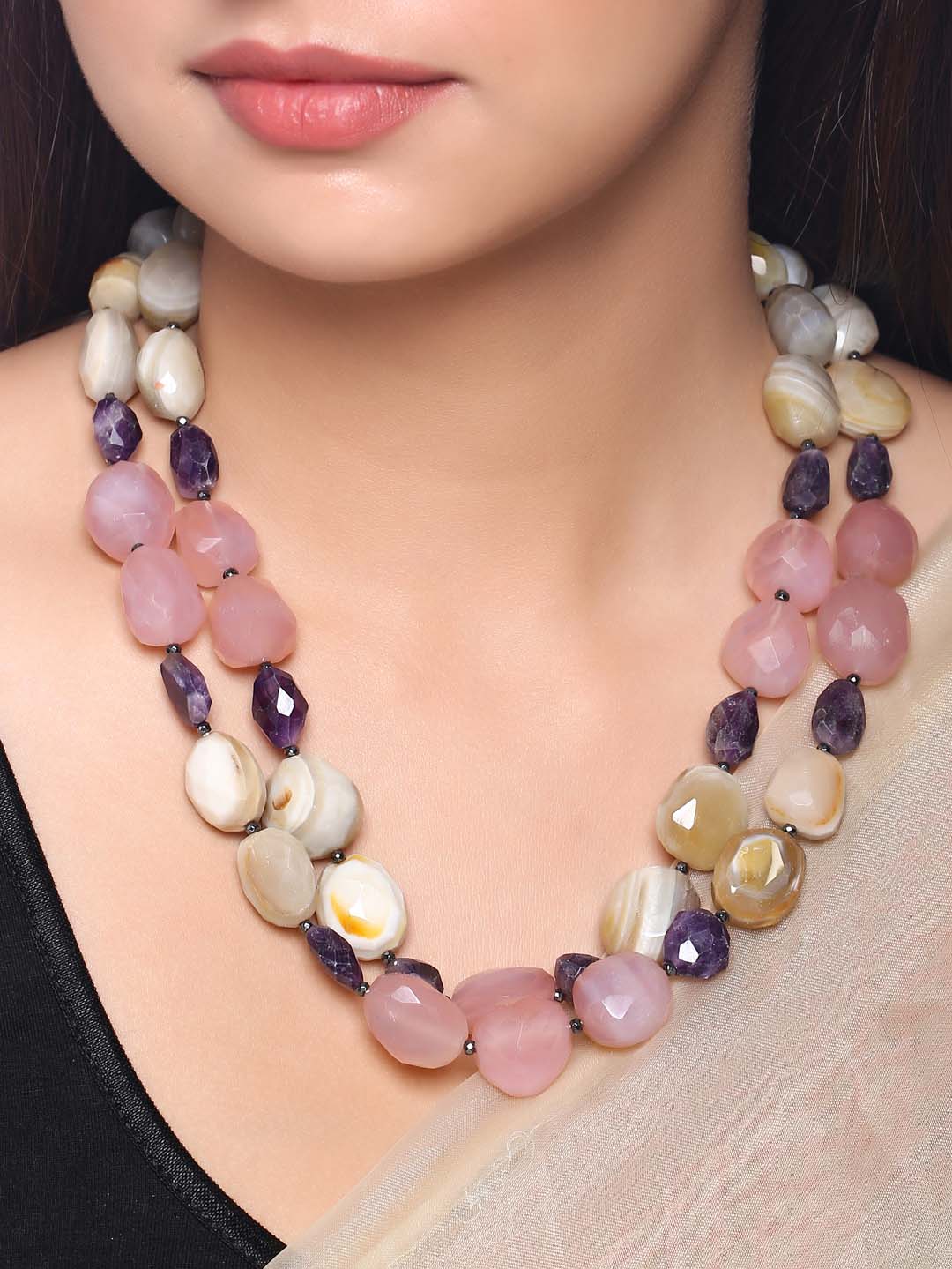 Contemporary Beaded Bead String Necklace