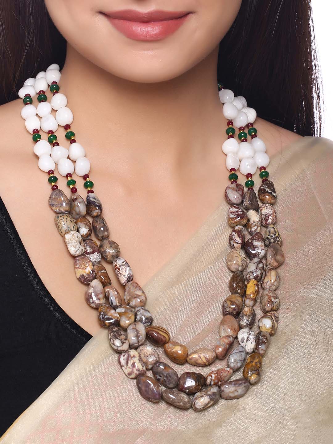 Contemporary Beaded Bead String Necklace