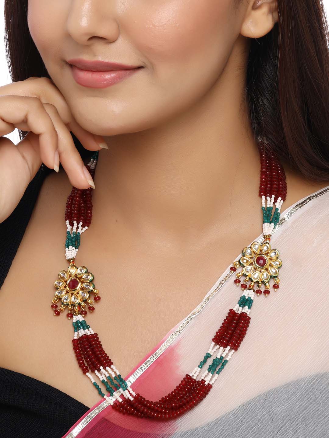 Traditional Kundan Meena Beaded Necklace