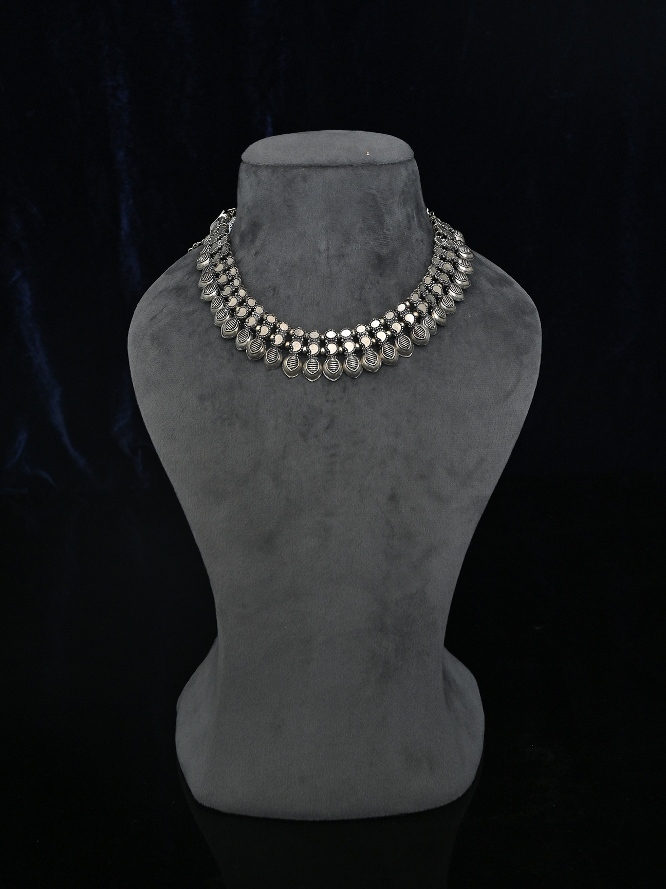 Contemporary Old Silver Traditional Necklace