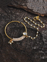 Rajputi Style Kundan and Pearls Nose Pin