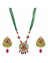 Traditional Kundan Meena Beaded Necklace Set