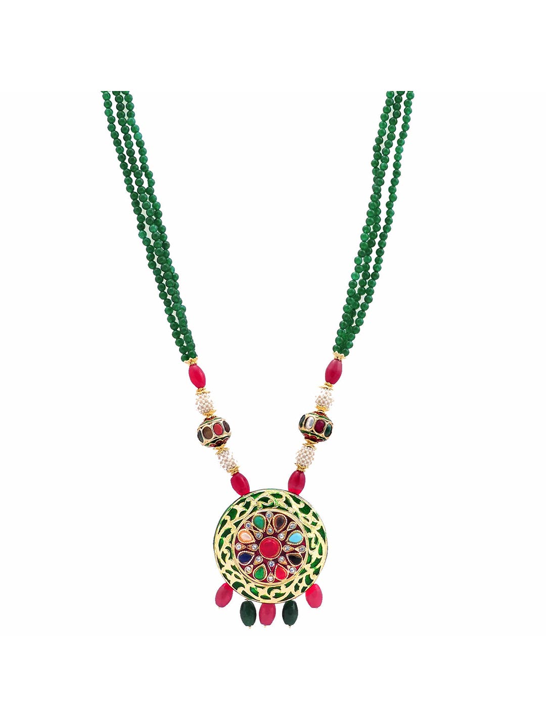 Traditional Kundan Meena Beaded Necklace Set