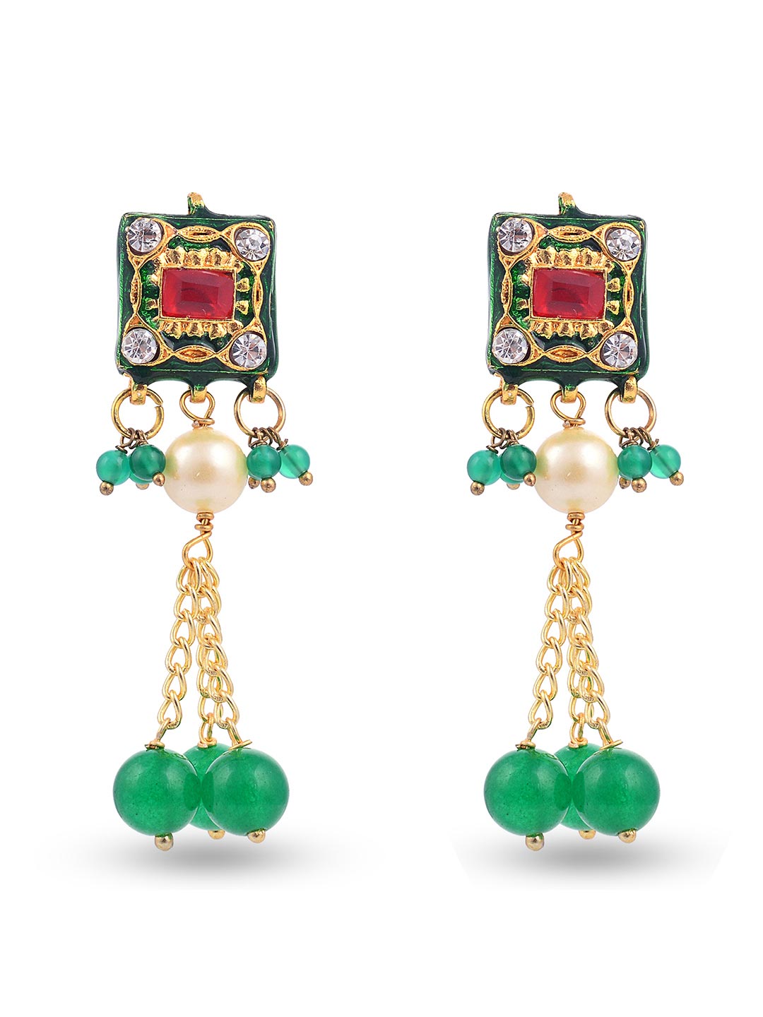 Traditional Floral Kundan Meena Beaded Necklace Set