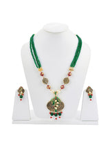 Floral Beaded Kundan Meena Necklace Set