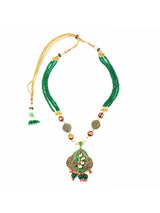 Floral Beaded Kundan Meena Necklace Set