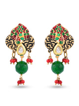 Floral Beaded Kundan Meena Necklace Set