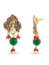 Floral Beaded Kundan Meena Necklace Set