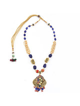 Floral Beaded Kundan Meena Necklace Set