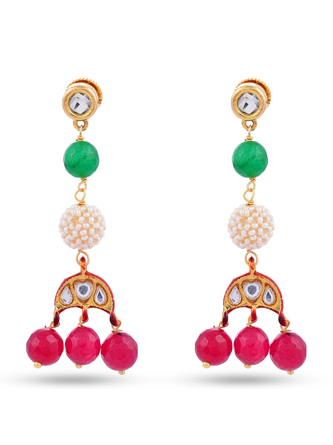 Traditional Beaded Kundan Meena Necklace Set