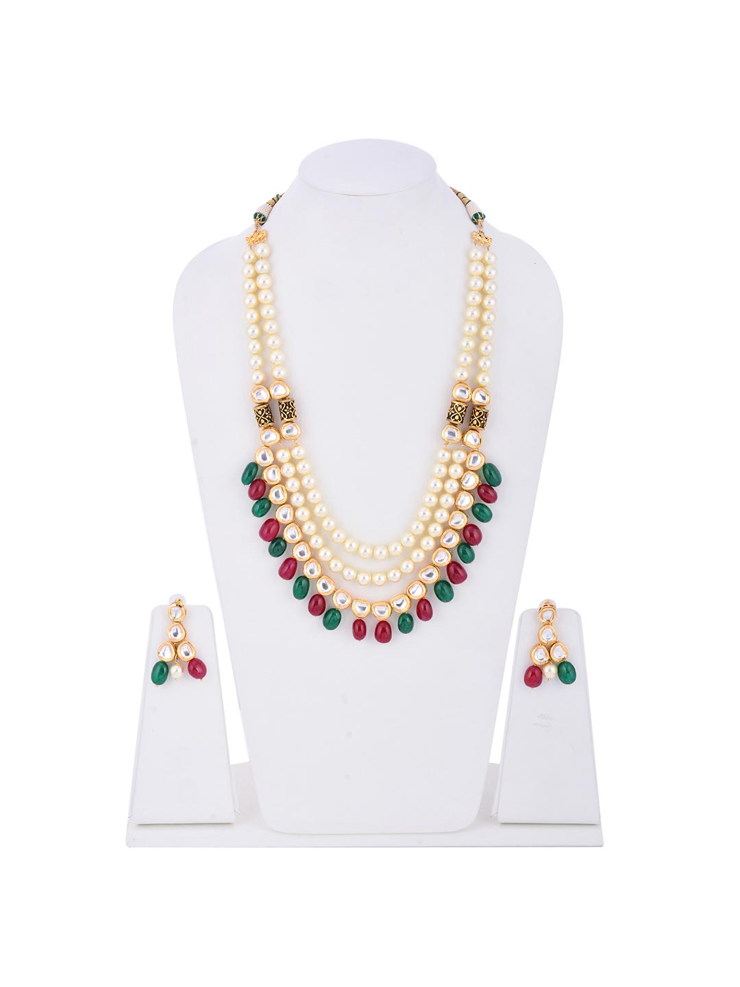 Traditional Kundan Meena Beaded Necklace Set