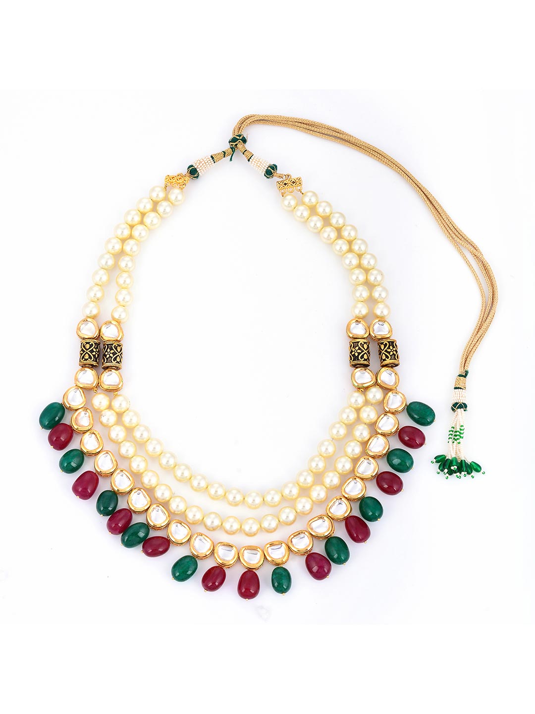 Traditional Kundan Meena Beaded Necklace Set