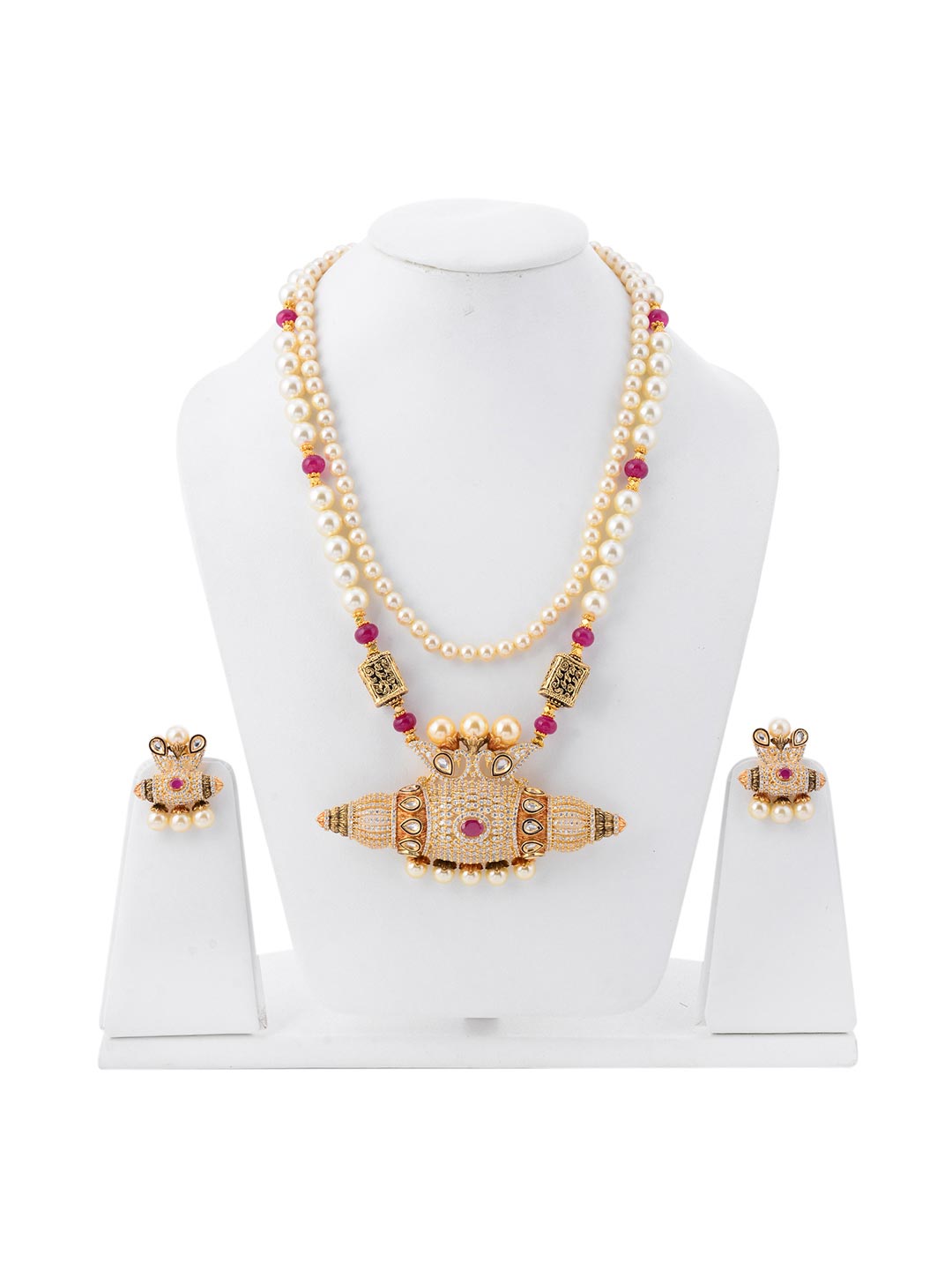 Peacock Antique Pearl Traditional Necklace Set