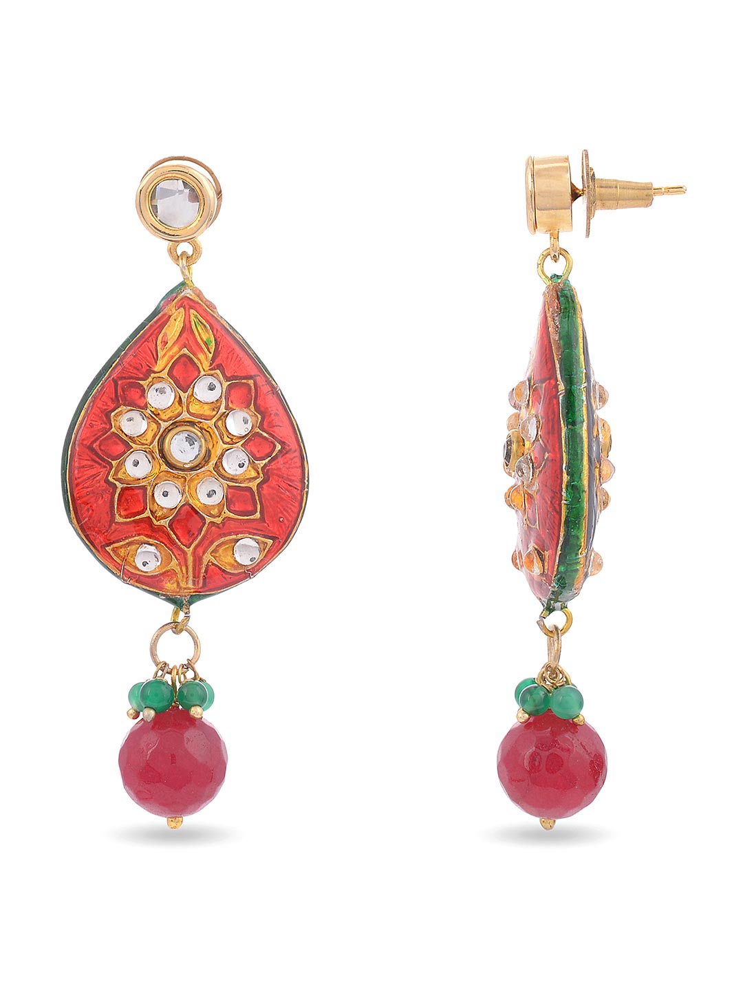 Traditional Kundan Meenakari Beaded Necklace Set