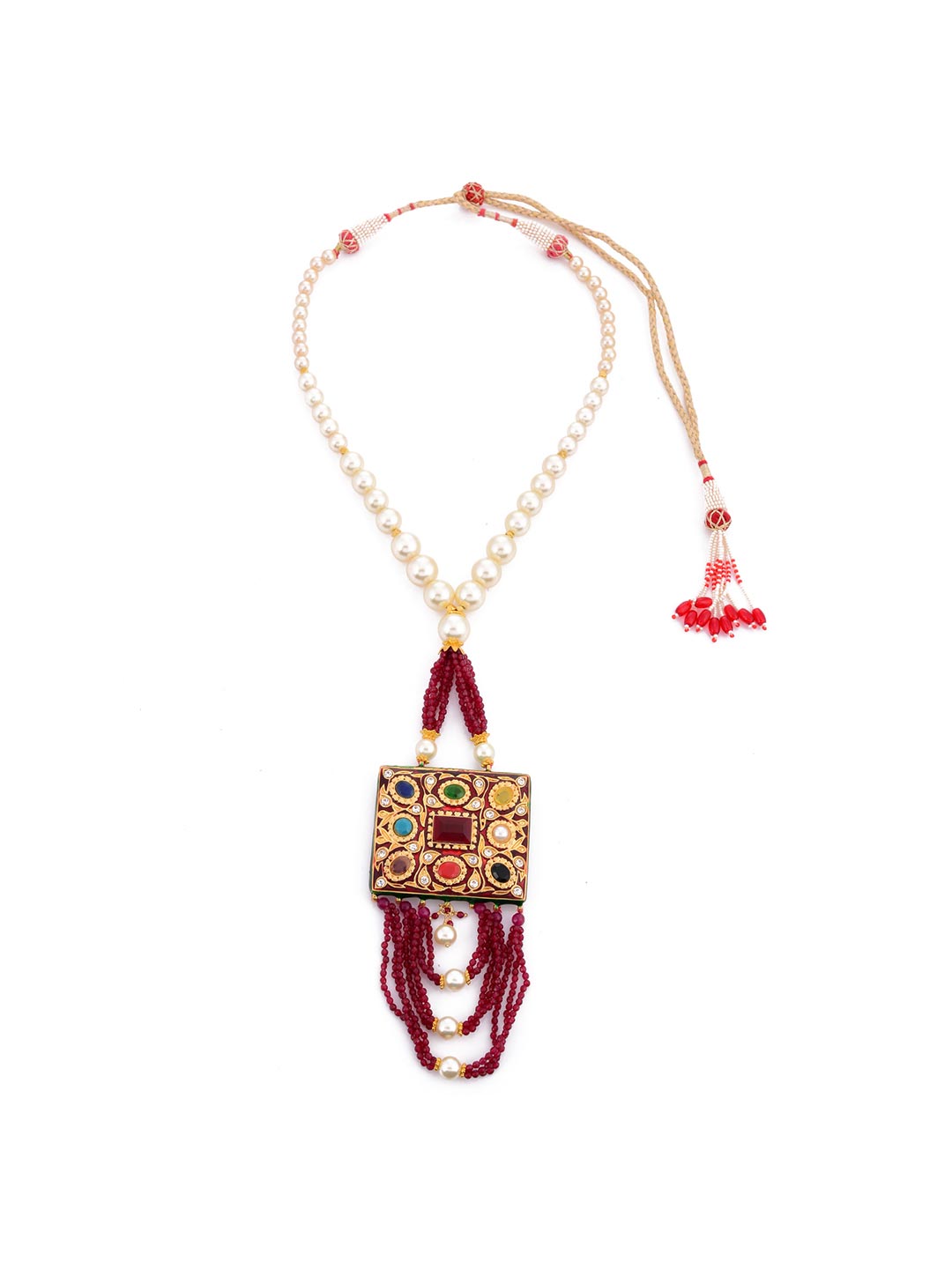 Traditional Navratan Beaded Necklace Set