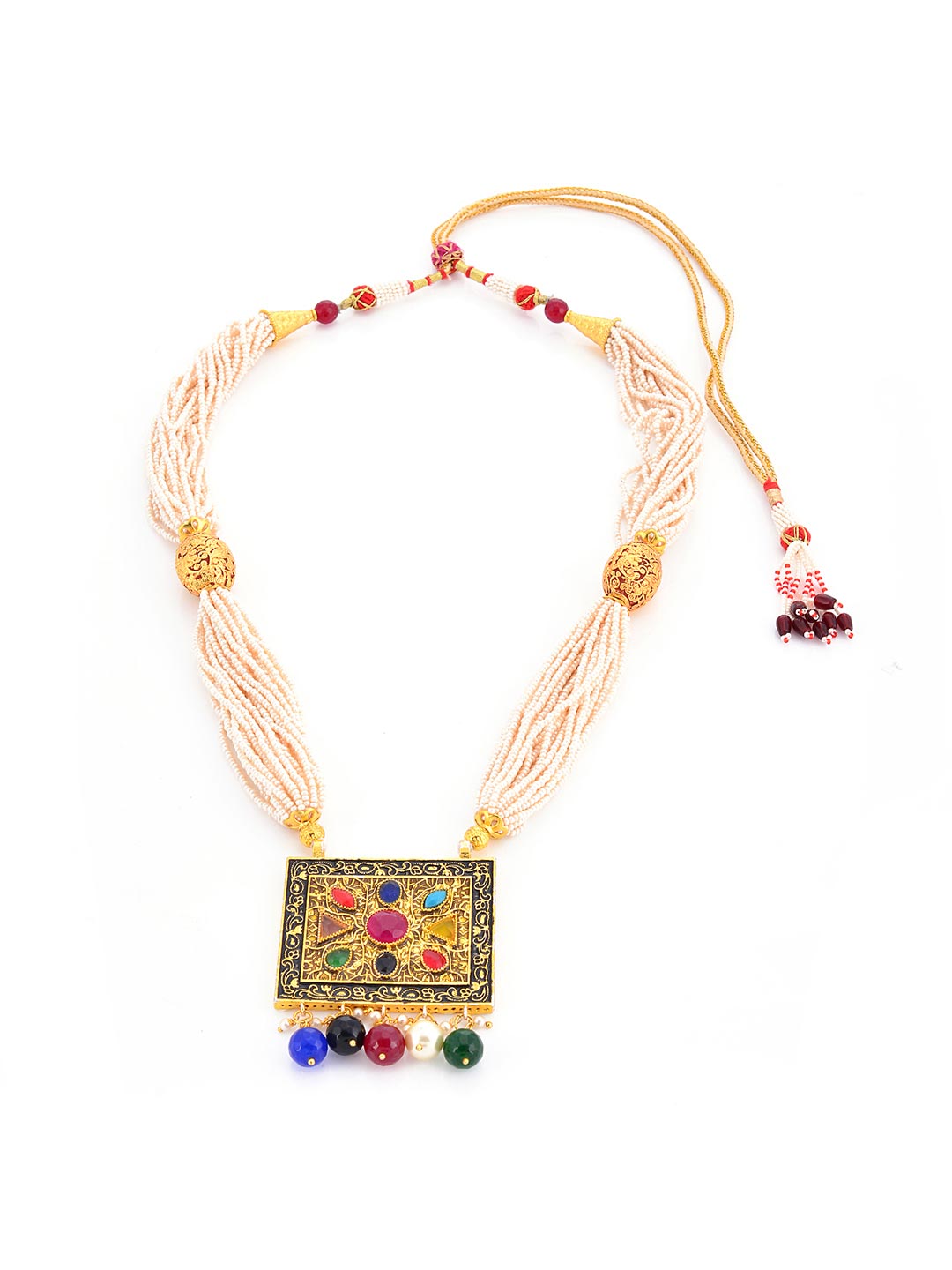 Traditional Navratna Pearls Necklace Set