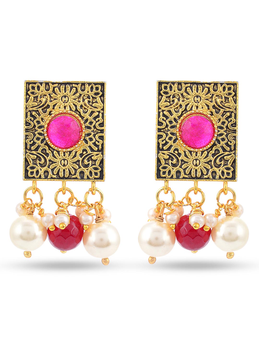 Traditional Navratna Pearls Necklace Set