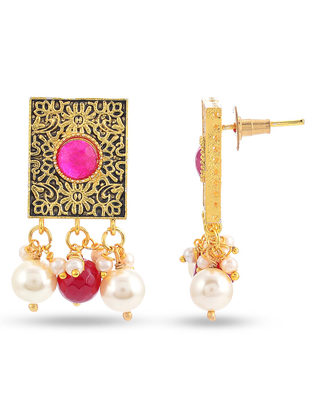 Traditional Navratna Pearls Necklace Set