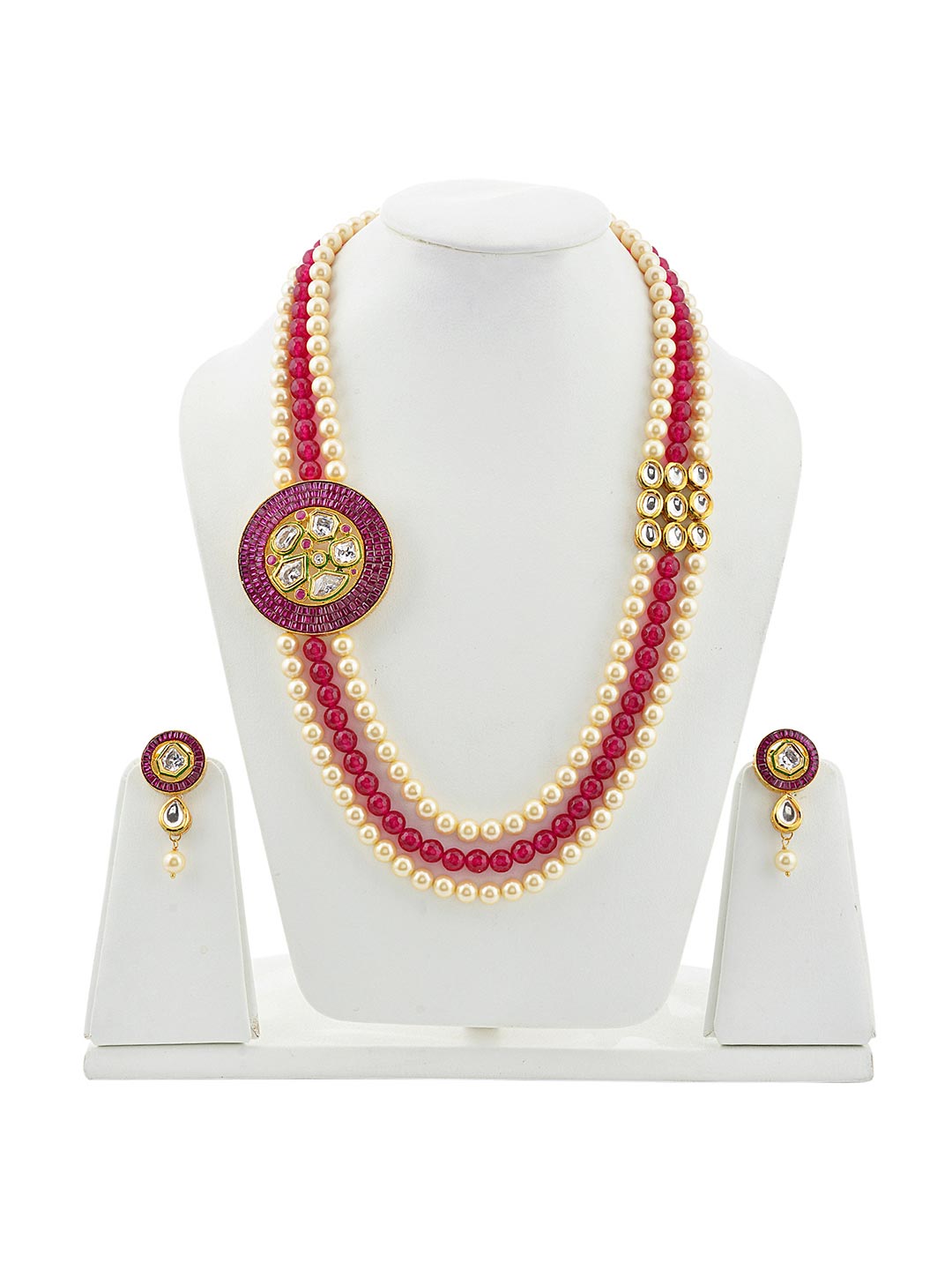 Designer Side Brooch Beaded Necklace Set