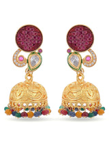 Designer Center Piece Hand Woven In Tri Colored Beads Necklace Set