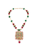 Traditional Hand Painted Peacock Necklace Set