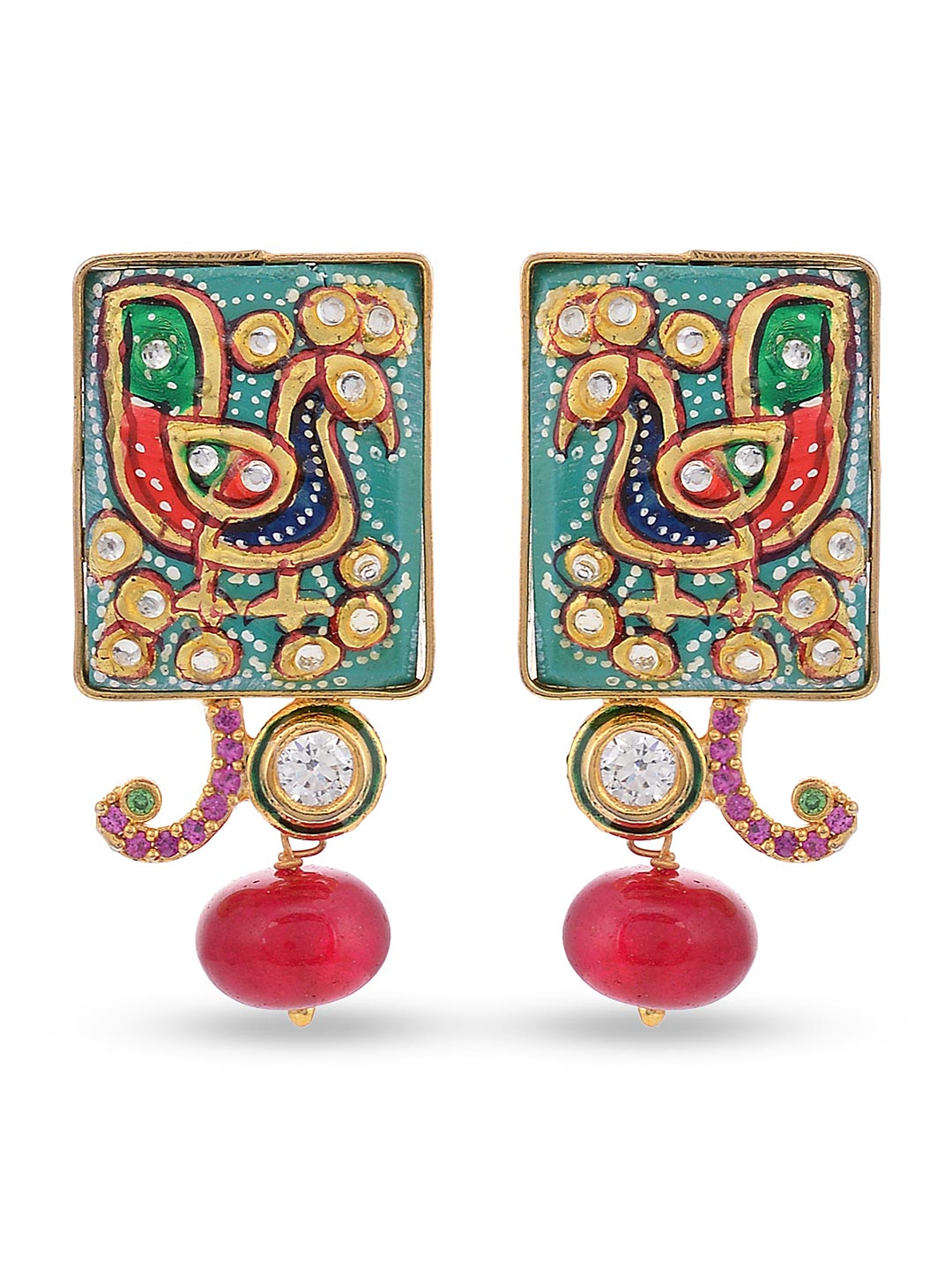 Traditional Hand Painted Peacock Necklace Set