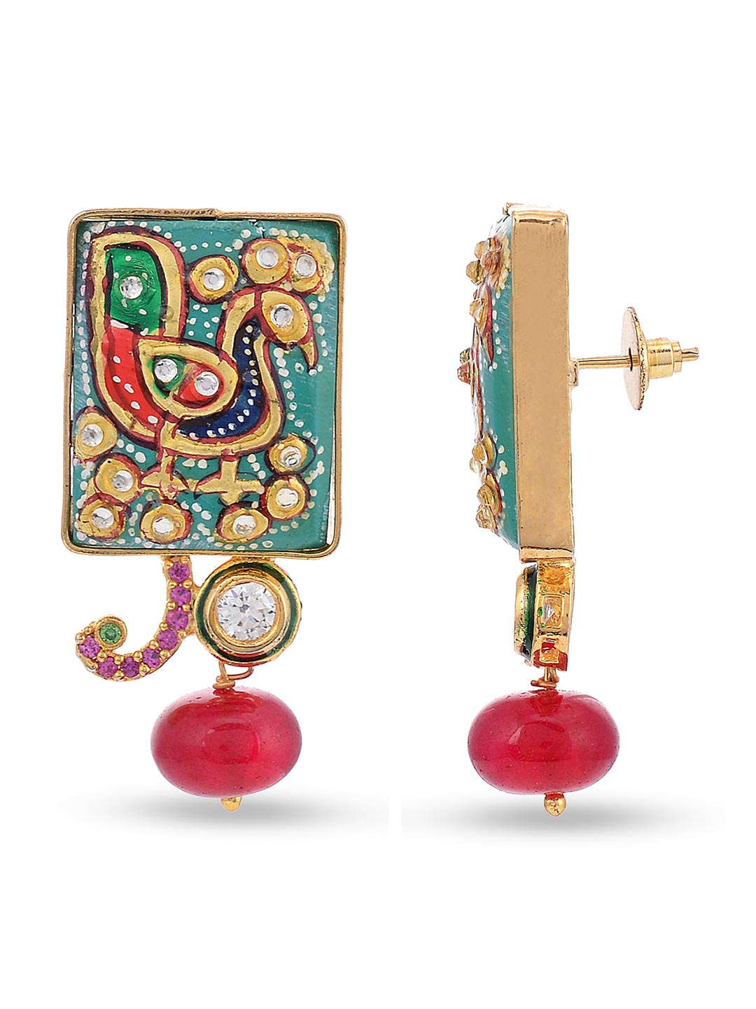 Traditional Hand Painted Peacock Necklace Set