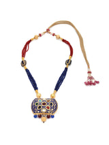 Traditional Navratan Pendant Hand Woven Necklace Set