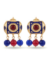 Traditional Navratan Pendant Hand Woven Necklace Set