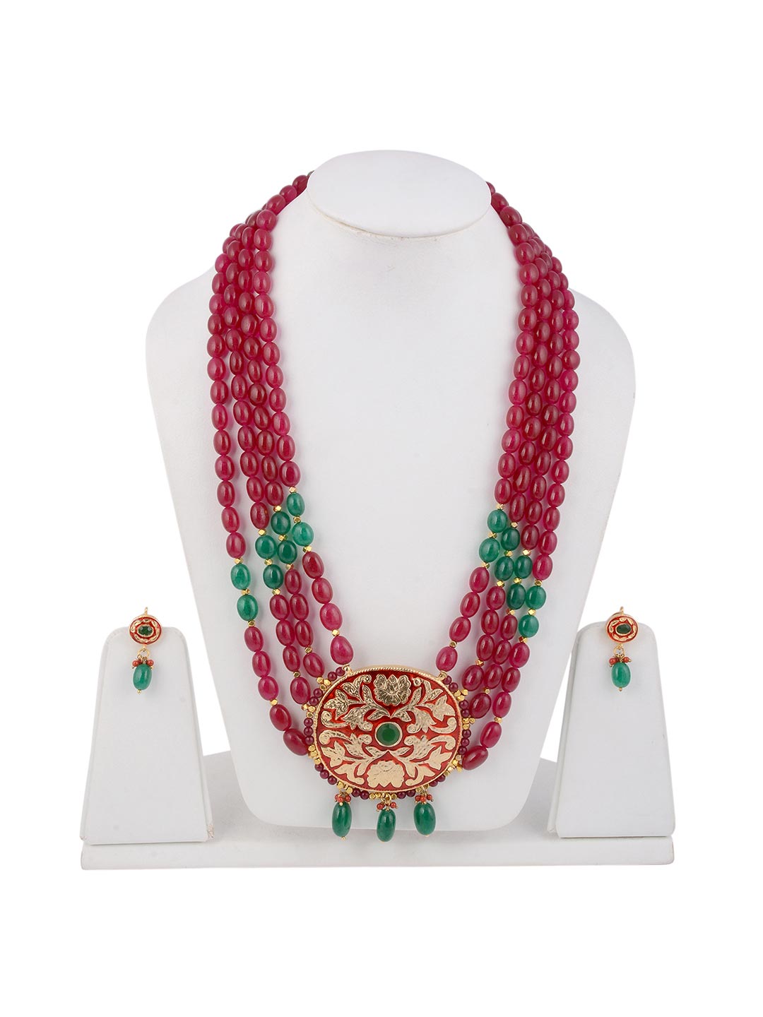 Traditional Heavy Kundan Meena Beaded Necklace Set
