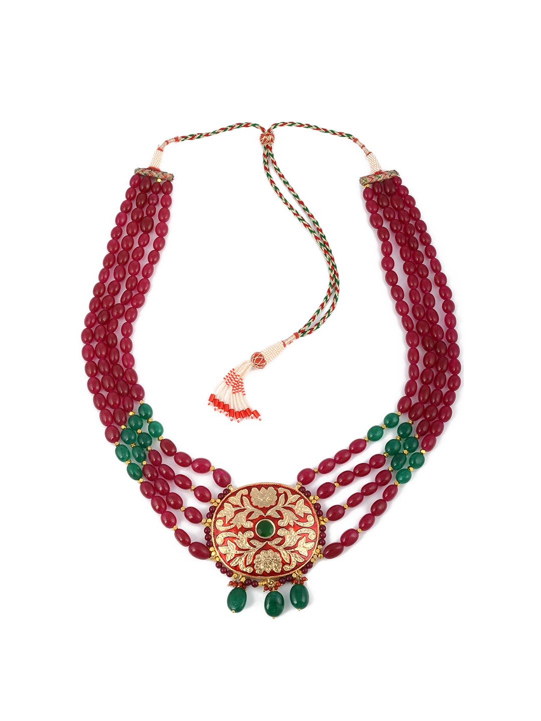 Traditional Heavy Kundan Meena Beaded Necklace Set
