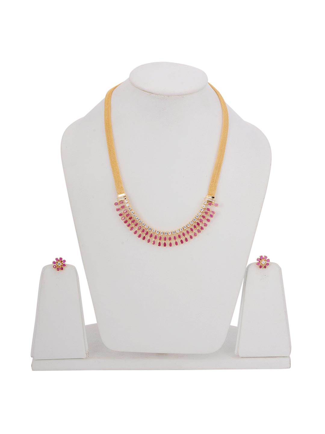 Classic Red Stones Light Weighted Necklace Set