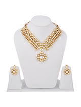 Traditional Heavy Bridal Kundan Meena and Pearls Necklace Set