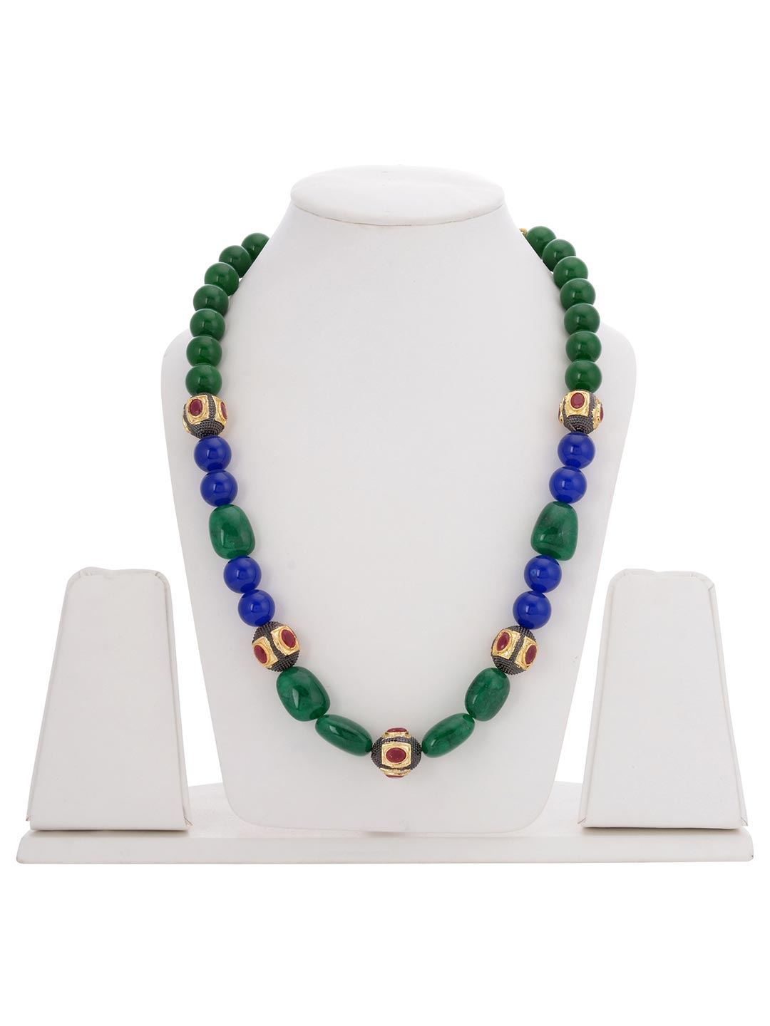 Bold Contemporary Red and Blue Stones Necklace Set