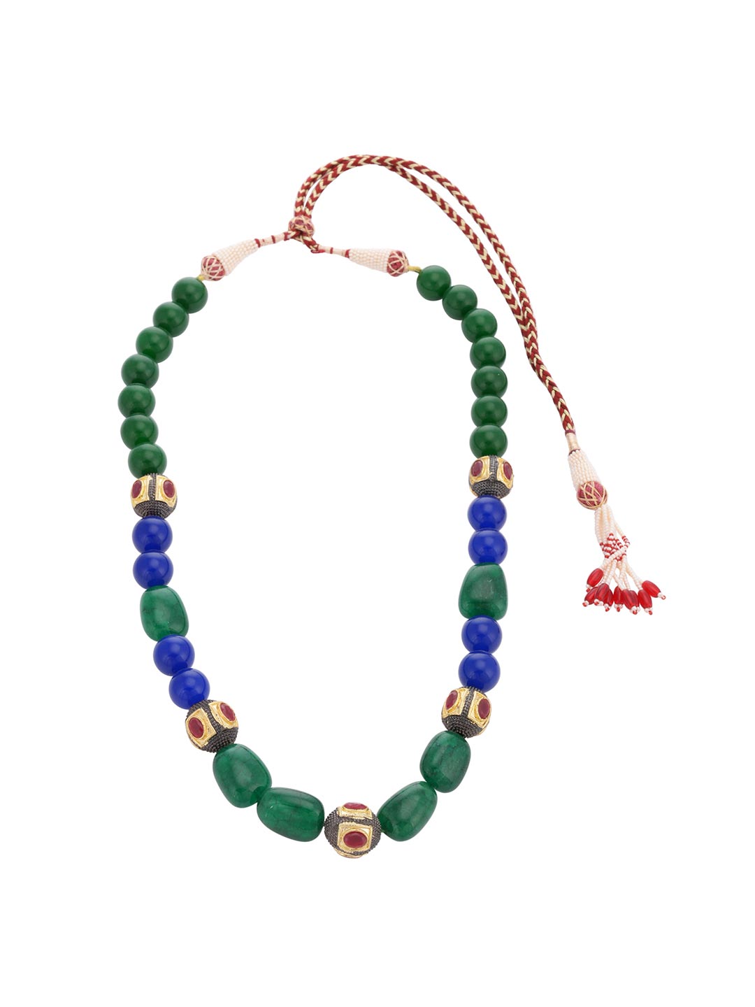 Bold Contemporary Red and Blue Stones Necklace Set