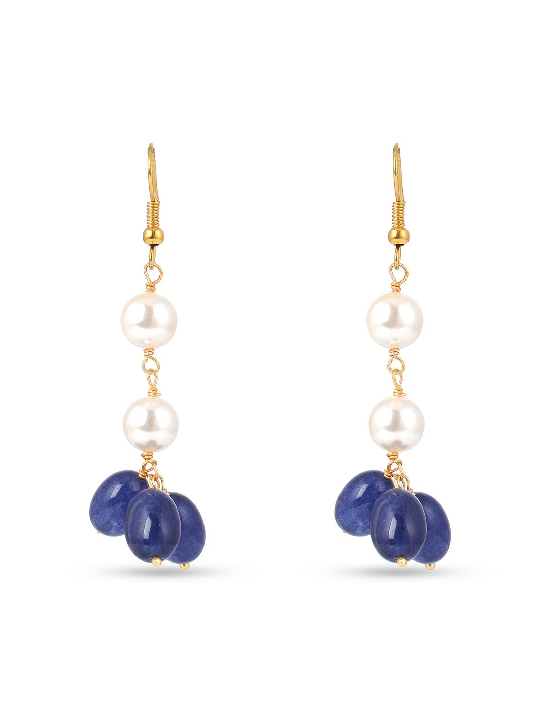 Traditional Beaded Pearls and Blue Stones Necklace Set