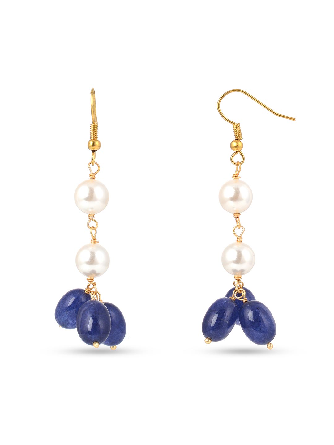 Traditional Beaded Pearls and Blue Stones Necklace Set