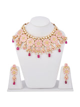 Floral White Enamelled Kundan Meena Choker Necklace Set