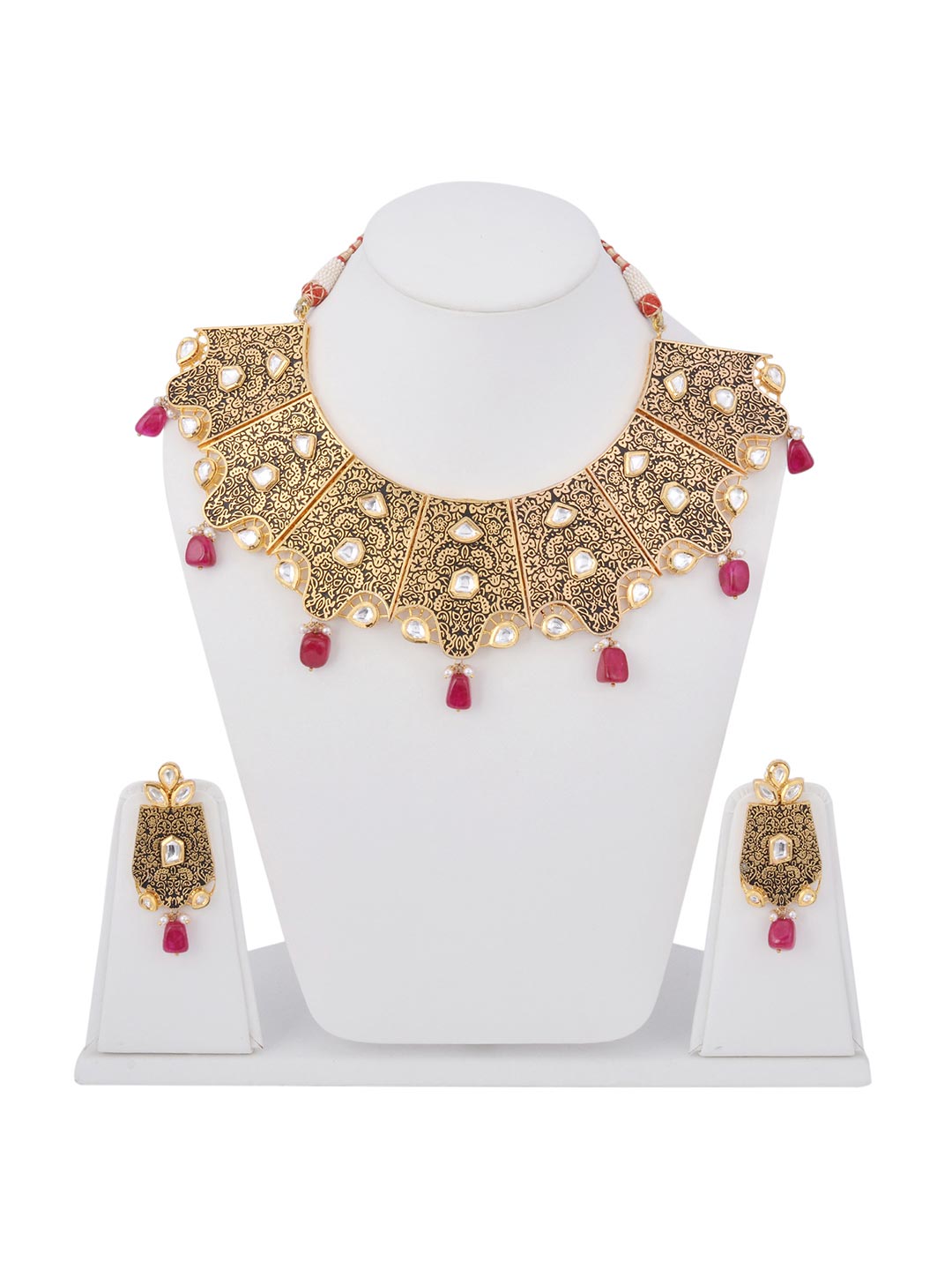 Traditional Antique Kundan Meena Necklace Set
