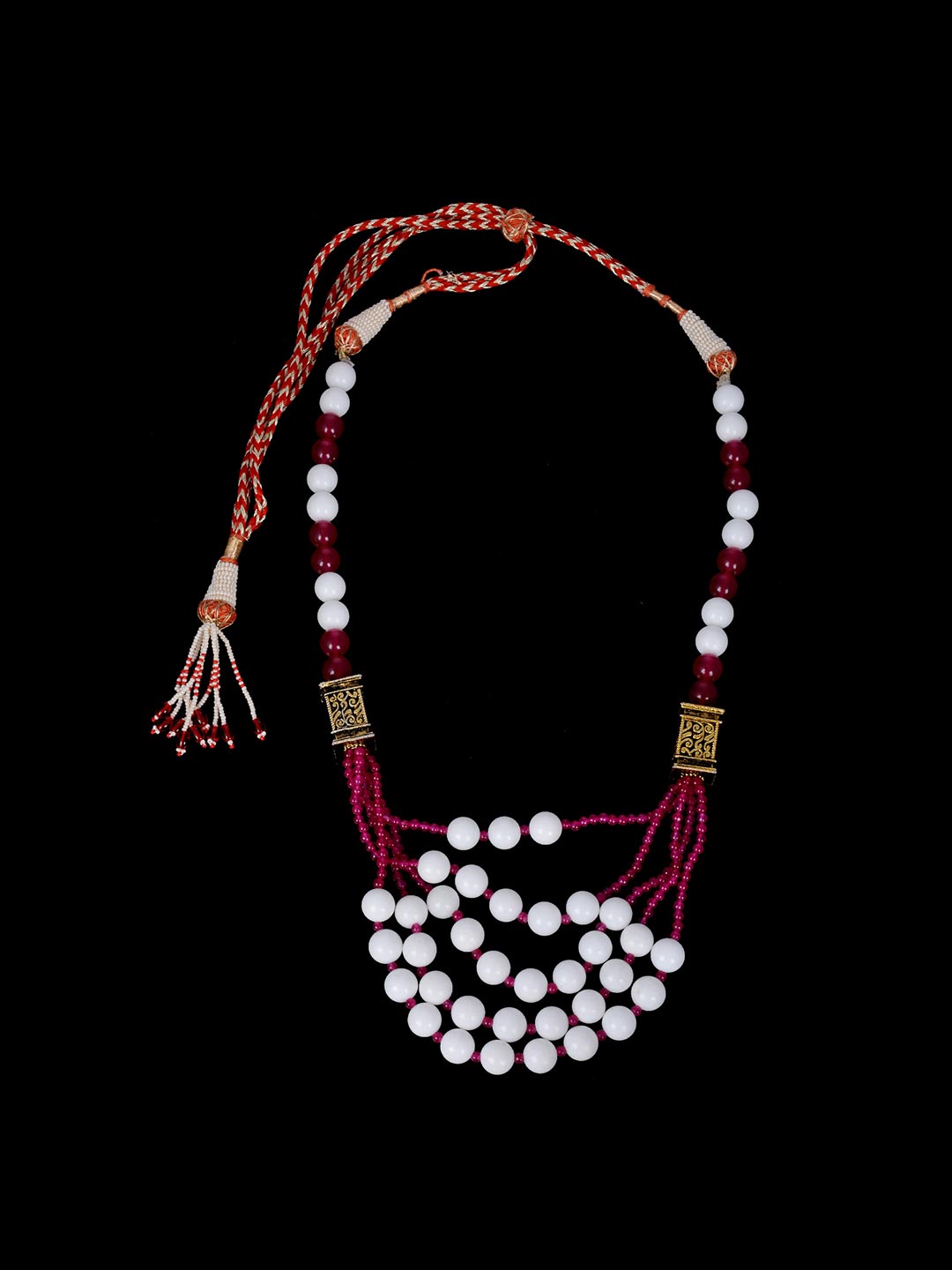 Traditional White Red Antique Necklace Set