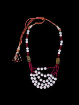 Traditional White Red Antique Necklace Set