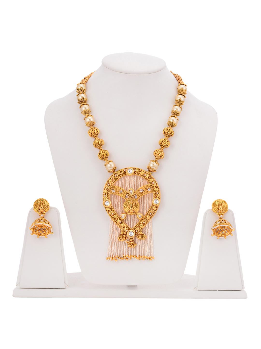 Traditional Designer Peacock and Pearls Necklace Set