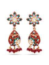 Floral Red Meenakari Kundan Meena Traditional Choker Necklace Set